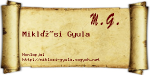Miklósi Gyula névjegykártya